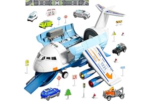 Ci Vetch Flugzeug Spielzeug für 3 Jahre alt, Spielzeug Flugzeug für Jungen Kinder Alter 4-7, große Transport Spray Flugzeug Spielzeug mit 10 Fahrzeug Autos, Junge Spielzeug Alter 4-5