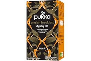 Pukka Herbs | Elegant English Breakfast Organic Tea Box | Black Tea | One Cup | Perfect For A Refreshing Uplift | 4 Packs | 80 Plant Based Biodegradable Tea Bags