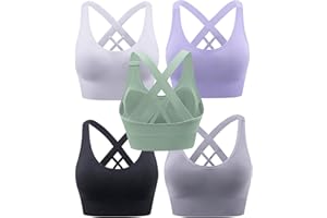 Heersan Sport BH Damen, Push up Sport Bra Ohne Bügel Crossback Seamless Starker Halt Sports Bra mit Abnehmbaren Gepolstert für Fitness Lauf Joggen Yoga