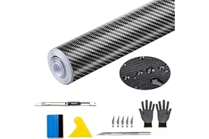 Norhogo Covering Voiture, 6D Film teinté Voiture, 300 x 30 cm, Noir, Covering Carbone de Voiture pour Voiture, Moto, Ordinateur, Contient Les Outils nécessaires à la Pose du Film
