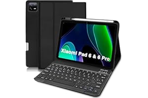 COEZFE Funda con Teclado para Xiaomi Pad 6 & Pad 6 Pro 11”, Español Ñ Teclado Bluetooth Magnético para Pad 6/ Pad 6 Pro 2023, Funda Teclado para Xiaomi Redmi Pad 6 11 Pulgadas, Negro