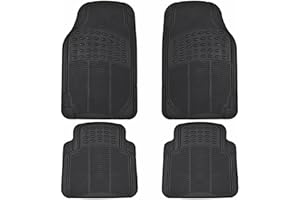 SET 4 TAPPETI PER AUTO IN GOMMA TAPPETINI UNIVERSALI ANTISCIVOLO Sagomabili Neri - Foto 7