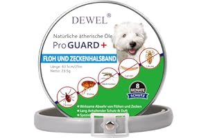 DEWEL 63,5cm Zeckenhalsband für Hunde, Verstellbar Floh-und Zecken Prävention Halsbänder Wasserdicht Flohhalsband gegen Ungeziefer