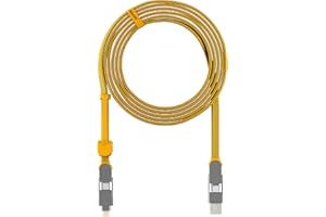 Rolling Square inCharge XL 300 cm - kabel USB typu c, uniwersalny kabel komórkowy, dla mężczyzn, uniwersalna ładowarka do telefonu komórkowego 6 w 1, gadżet techniczny, żółty, kabel Lightning 100 W
