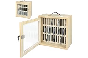 koretech Cell Phone Locker 33 Slots, Cell Phone Holder Classroom, Phone Jail for Classroom, Company, Phone Locker Box with Handle (Oak Color)