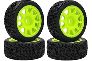 KEEDA Pneumatici in gomma 68mm e ruote in plastica RC pneumatici per 1/10 RC Sulla strada auto 1/16 RC Rally Auto HSP 94123 HPI Kyosho Tamiya (verde)
