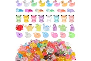 sinirttou 100 Piezas Mini Resina Figuras de Animales Set, Iluminado Resina Animales Patos Miniatura, DIY Craft Jardín Paisaje Acuario Decoraciones