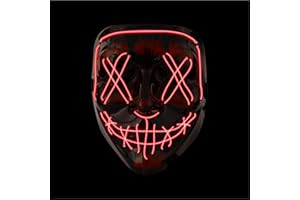 COSTUMED Maschera di Halloween ispirata a “The Purge” con LED rosso, controllabile, per Halloween e Carnevale, costume di travestimento per uomo e donna, in diversi colori