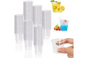 Votoko 200 Piezas Vasos de Chupito de Plástico, 30 ml/3 cl Vasos Plastico Reutilizables y Resistentes, Transparente Vasos de Plástico Duro, Vasos de Chupito para Bodas, Navidad Halloween, Fiestas