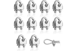 YEYIT M5 Zaciski do linek stalowych 10 szt. Zacisk linowy ze stali nierdzewnej zacisk kablowy 5 mm do lin stalowych Ø 5 mm, zacisk z drutu stalowego do napinania lin stalowych, do przemysłowego