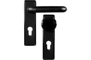 BUDDY4HOME HOUSE ACCESSOIRES Wechselgarnitur Profilzylinder Feuerschutz Kurzschild Verdeckschildbeschlag eckig Kunststoff schwarz 9mm Drückergarnitur Türdrücker Türbeschläge, FS, D/D, PZ, TS4066, rund, Paris/Boston