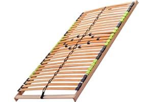 DaMi Lattenrost Buchenholz Basic starr (Zerlegt) 160 x 200 cm I 7 Zonen Lattenrahmen mit 5-Fach Härteverstellung für alle Bett-Matratzen, Buche Bettrahmen verstellbar starre Holzleisten Bettgestell