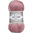Alize Diva Silk Effect 100% Microfiber Acrylic Sport Yarn 1 Ball skeins 100gr 383yds Color (354 - Rose)