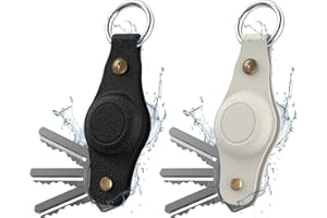 MOWYEOK etui na klucze Airtag, kompaktowe etui na klucze z silikonu, kompatybilne z Apple Airtag – łącznie z akcesoriami do mocowania na breloczku do kluczy samochodowych (czarno-białe), 2 sztuki