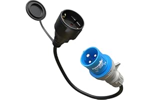 Poppstar 30cm CEE Adapter IP44 (CEE-Stecker 16A, 3-pol/Schuko-Steckdose-Kupplung: Typ F), H07RN-F 3G2.5