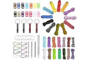 EUBSWA Paracord 550 Seil 4mm Paracord, 26 Stück Nylonschnur für DIY Armband Lanyard Schlüsselbund Hundehalsband Hundeleine - Bastelset mit Schnallen, Ringen, Nadeln & mehr - Nylon, 3 Meter
