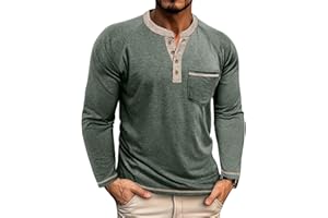 LAOARA Chemise Henley Homme - T-Shirt à Manches Longues Décontracté avec Poche