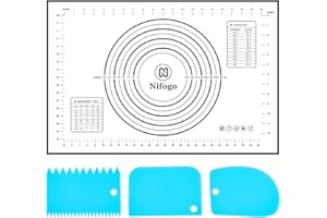 Nifogo Tapis de Cuisson Patisserie Silicone 60 x 40 cm avec Coupe Pate, Tapis Patisserie Anti-adhésif Réutilisable avec Mesure pour Fondant Pate Macaron Biscuit