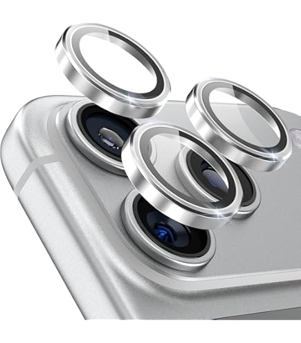 JETech Camera Lens Beschermer voor iPhone 17 Pro 6,3-Inch en iPhone 17 Pro Max 6,9-Inch, 9H Gehard Glas Metalen Individuele Ring Cover, Eenvoudig Installatiebakje, HD Doorzichtig, 1 Set (Zwart