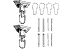 JUNGLE WELL Heavy Duty Swing Hangers 500kg Capacity, 360 Swivel Stainless Steel Swing Hooks, Hardware for Concrete, Wooden Sets, Hammock Chair, Playground Equipment, Heavy Bag (2 Sets)