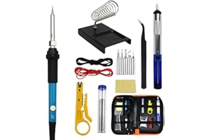 YYAOEMI Soldering Iron Kit,60w with Switch Adjustable Temperature 200 ℃ - 450 ℃,13 in 1 Electric Soldering Iron Kit Welding Tool,5 Soldering Tips,Desoldering Pump