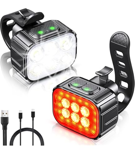 Set Luci Bici Ricaricabili USB-C, Anteriore E Posteriore, 5+6 Modalità, Impermeabile IPX6, Alloggiamento Alluminio, Ultra Luminoso Per Mountain Bike E Città