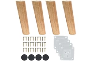 Luabue 4 Stück Möbelbeine 18 cm schräge Beine aus Holz für Möbel, Möbelfüße aus Holz mit Montageplatte und Schrauben Holzfüße für Sofa, Bett, Schrank, Tische und Stühle