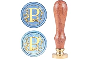 CRASPIRE Retro Alphabet Initials Wax Sealing Stamp Classic Vintage 26 Letters A-Z 25mm Removable Brass Head Wood Handle for Envelope Invitation Embellishment Gift Decoration（Letter P）