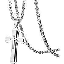 Collana Uomo OIDEA Con Croce | Acciaio Inossidabile, Lunghezza 56cm | Regalo Cristiano, Natale, Compleanno - Foto 6
