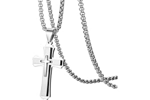 OIDEA Collana Uomo Catena acciaio inossidabile pendente Croce lucidato regalo cristiano Natale,Colore a scelta
