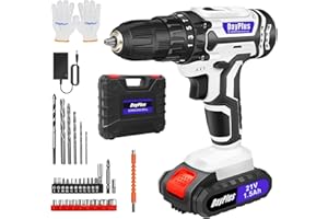 BOWOSE 21V Cordless Drill, Electric Screwdriver Impact Driver Combi Drills Kit+ with 1 * 1500mAh Battery,Built in LED Light, 2 Speed,max Torqe 40N.m, 400-1400RPM, for Drilling/Repairing