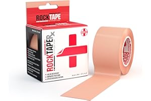 RockTape Taśma kinezjologiczna Rx, elastyczna i klejąca taśma, odzyskiwanie mięśni, beżowa, 5 cm x 5 m x 16,4 cala