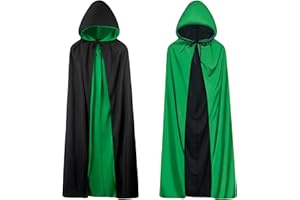 A-SZCXTOP Halloween Vampire Cape,Unisex Reversible Hooded Cloak,Cosplay Masquerade Witch Costume