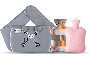 Borsa Acqua Calda Peluche 1,3L, Nifogo 3 in 1 Borsa Dell'acqua Calda, Hot Water Bottle per Collo, Spalle, Schiena Gambe Addome Vita