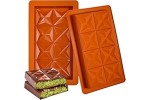 Webake Molde Turron Silicona Molde Chocolate Tableta Profunda 2 Piezas Moldes de Chocolato Profundo Molde de Barra de Chocolate