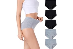 HAVVIS Women's High Waist Knickers Ladies Cotton Briefs Underwear Full Back Coverage Panties Plus Size Multipack