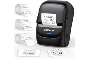 CLABEL 221B Etikettendrucker Selbstklebend mit 3 Rolle Etiketten Thermo Bluetooth Mini Label Drucker Tragbar Etikettiergerät Kompatibel mit Handy & PC für Preisschilder Barcode Büro Adresse