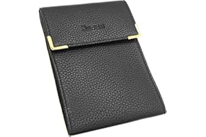 Charmoni - Marvin - Porte chéquier Long Pliant - Talon à Gauche - 3 emplacements Carte bancaire - 3 Plis - Compact - en Cuir Vachette - 10,5 cm X 14,5 cm (Noir)