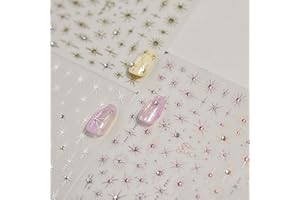 JMEOWIO 3D Embossed Colorful Star Nail Art Stickers Decals Self-Adhesive 5D Nail Supplies Nail Art Design Decoration Accessories 3 Sheets