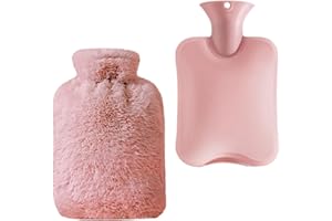 Mlysnd Bolsa de Agua Caliente, Bolsa de Agua Caliente Con Funda, 2L Bolsa Agua Caliente, Material Agradable a la Piel Para un Calor Duradero Para Niños Y Adultos(Rosa)