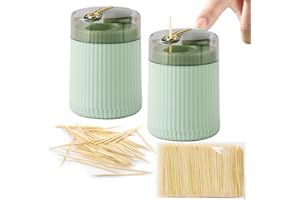 ULAWELLOR Dispenser Automatico di Stuzzicadenti Pop-Up,Distributore di Stuzzicadenti con Coperchio,Dispenser Porta Design Leggero di Lusso(2 Pezzi,Verde Chiaro)