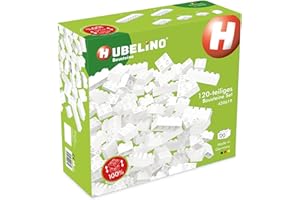 Hubelino #420619 120-częściowy zestaw klocków, białe klocki, kompatybilne z dużymi klockami innych producentów, wyprodukowano w Niemczech