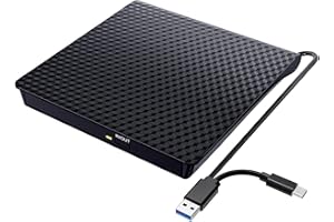 KIROSA Lector CD DVD Externo, Grabadora con USB 3.0 y Type-C, Plug & Play, para Ordenador portátil, Escritorio, Mac, MacBook, PC, Windows11/10/8/7/XP/Linux/Vista/OS