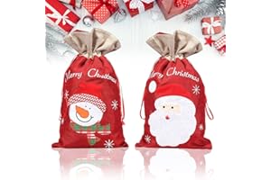 THATSRAD 2 Stück Weihnachtssack Geschenksack für Weihnachten Nikolausbeutel 41 * 24cm Christmas Sack Weihnachtssäckchen Jutebeutel Weihnachts Weihnachtstaschen mit Kordelzug für Süßigkeits Geschenke