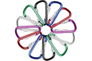 Eucomir 12 Pcs Locking Carabiner Clip, Caribeana Clips, Aluminum Alloy Keyring Clip, Carabiner Keyring, Small Carabiner ClipsOutdoor, Camping, Hiking, Traveling, Fishing (NotClimbing), muticolorfull