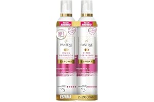 PROCTER & GAMBLE Pantene Pro-V Espuma Rizos Perfectos Nutritiva y Protectora del Calor, con Aceite de Coco, 2x200 ml