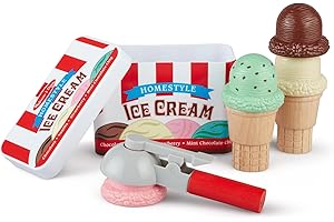 Melissa & Doug Set Coni Gelato – Gioco Educativo in Legno per Bambini, Coni e Palline con Cucchiaio Magnetico, Gioco di Imitazione Montessori, Regalo per Bambini e Bambine, 3+ Anni