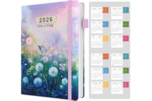 DZHZAL Diary 2026 Day Per Page, Page a Day, January 2026 to December 2026, Productivity Daily Planner with Tabs & Calendar Stickers, Hard Cover Pen Loop, Inner Pocket, Banded, A4 (8.5" x11")