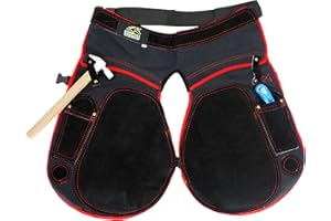 Equine Care Tablier de maréchal – Cuir de vachette de 2 mm, toile 500 g/m², longueur 58,4 cm, taille réglable (71,1 à 132,1 cm), poches ambidextres pour couteaux, aimants et boucles – Coupe fer à