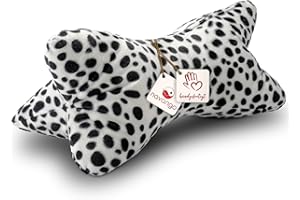 ‎NAVANGO Navango® Leseknochen mit Tiermuster in Dalmatiner Optik | Buchstütze mit kuschelweichem Bezug | ca. 40 x 18 cm | Nackenkissen bei 30° Waschbar | Universelles Buch Kissen | Nackenrolle Tablet